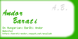 andor barati business card