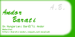 andor barati business card